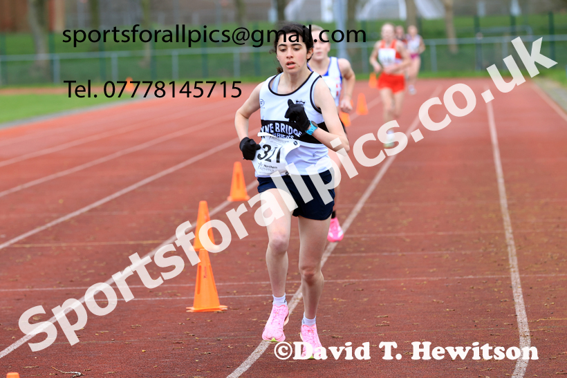 Womens Under-17s Young Athletes 5k, 2026 Northern Mens 12 and Womens 6 Stage Road Relays and Young Athletes 5k, Sheepmount Stadium, Carlisle. Photo: David T. Hewitson/Sports for All Pics